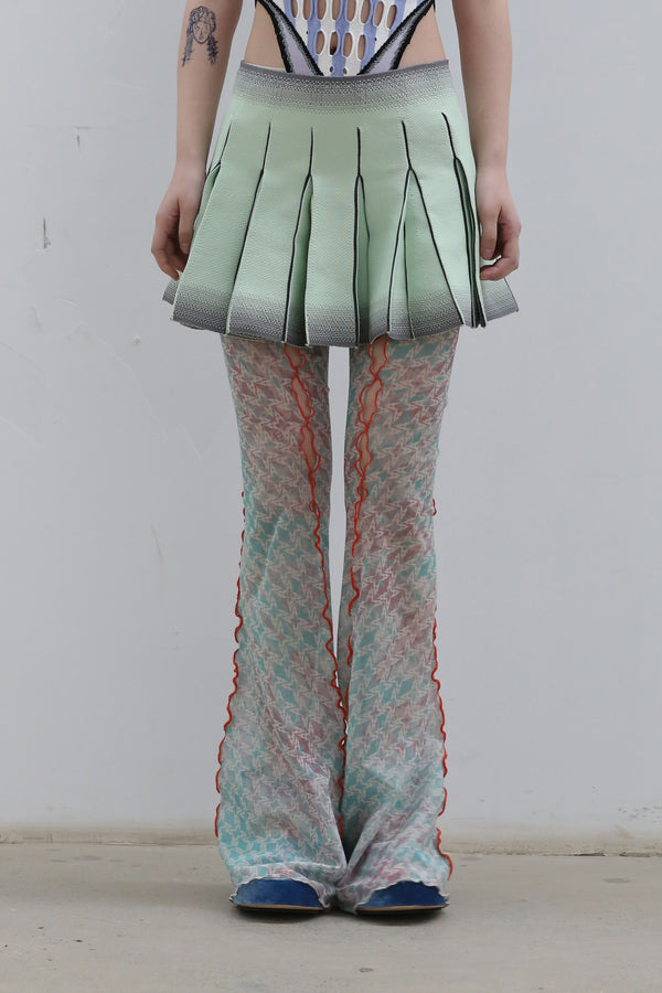 NAN KNITS pleated mini skirt 22051802 mint green